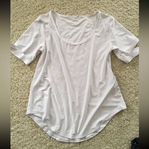 New X Gottex shirt top yoga cutout slit sleeve curved hem workout white Small